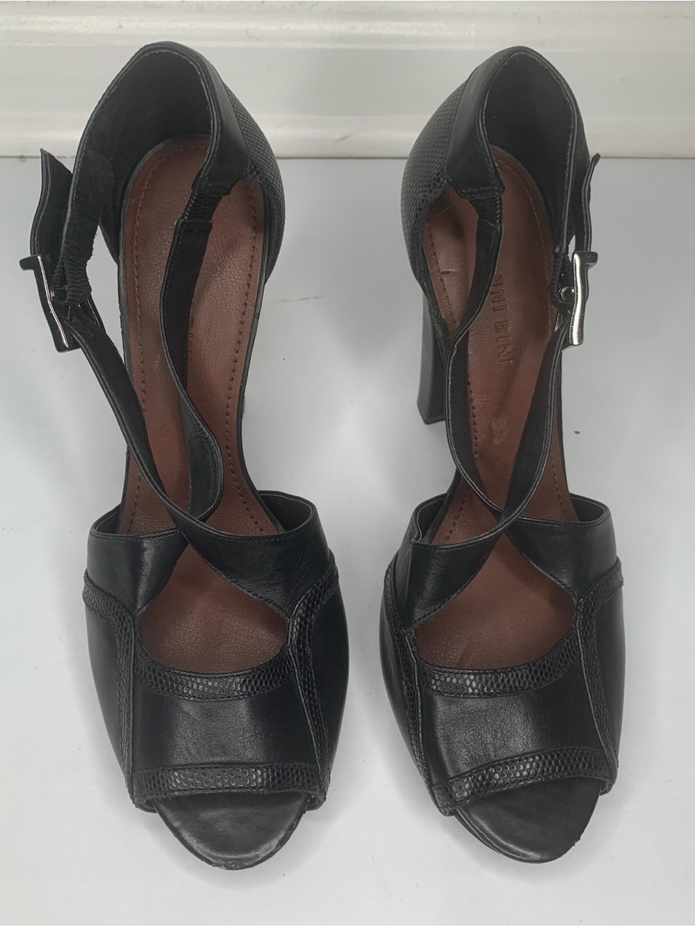 Gianni Bini Black Open-Toe Ankle Strap Heels